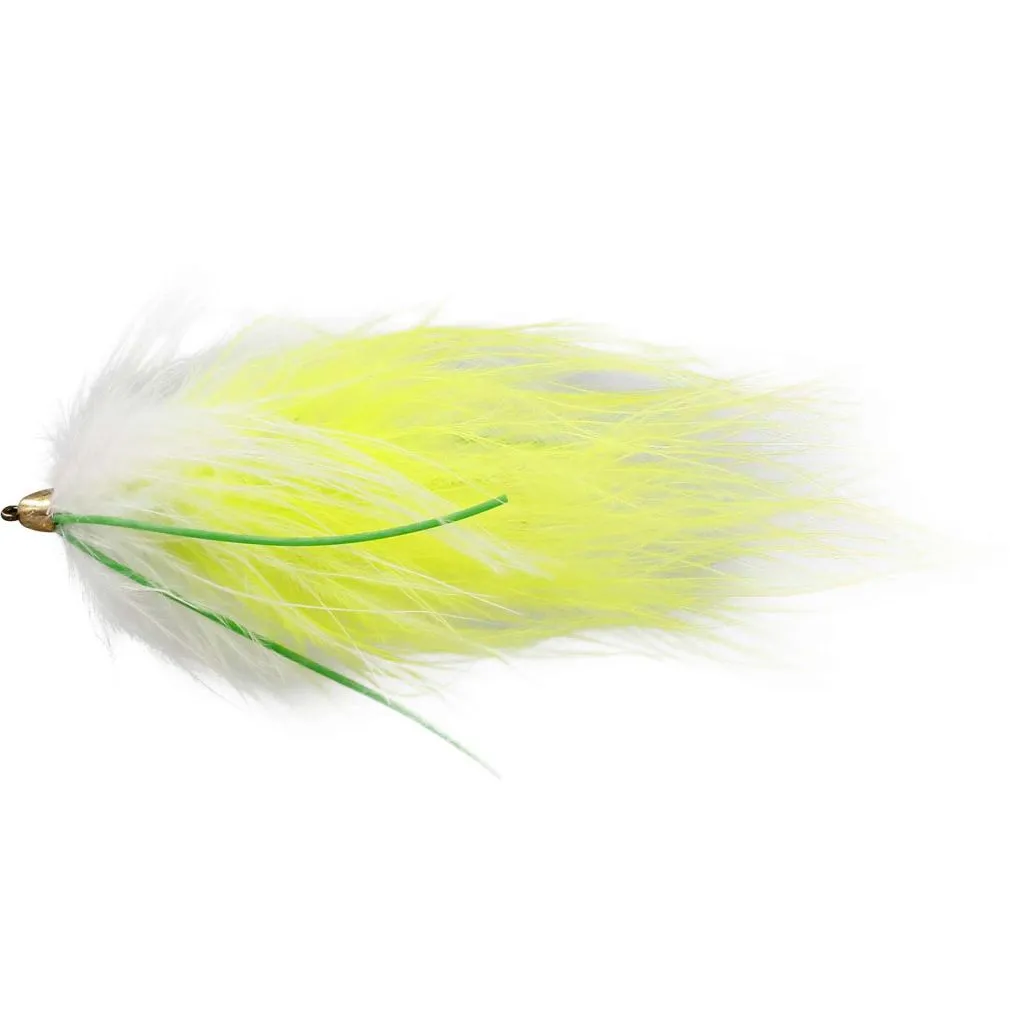 Unique Flies Marabou Worm White/Chartreuse #8