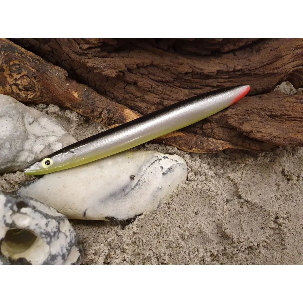 Savage Gear Line Thru Sandeel - 15g - Topgrej Edition - Sort/Sølv/Gul med rød røv