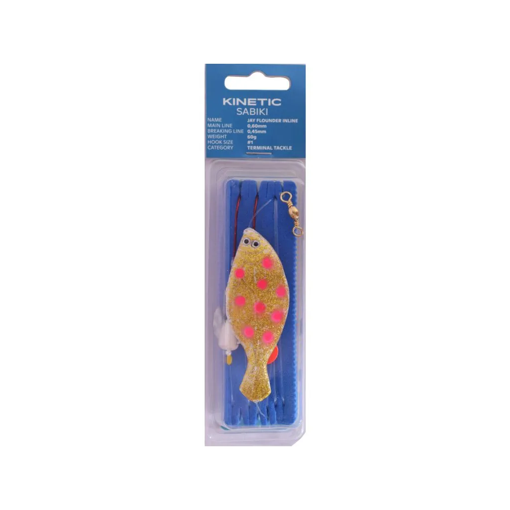 Kinetic Sabiki Jay Flounder Inline - Fladfiskeforfang 60 gram - Glow/Pink Dots