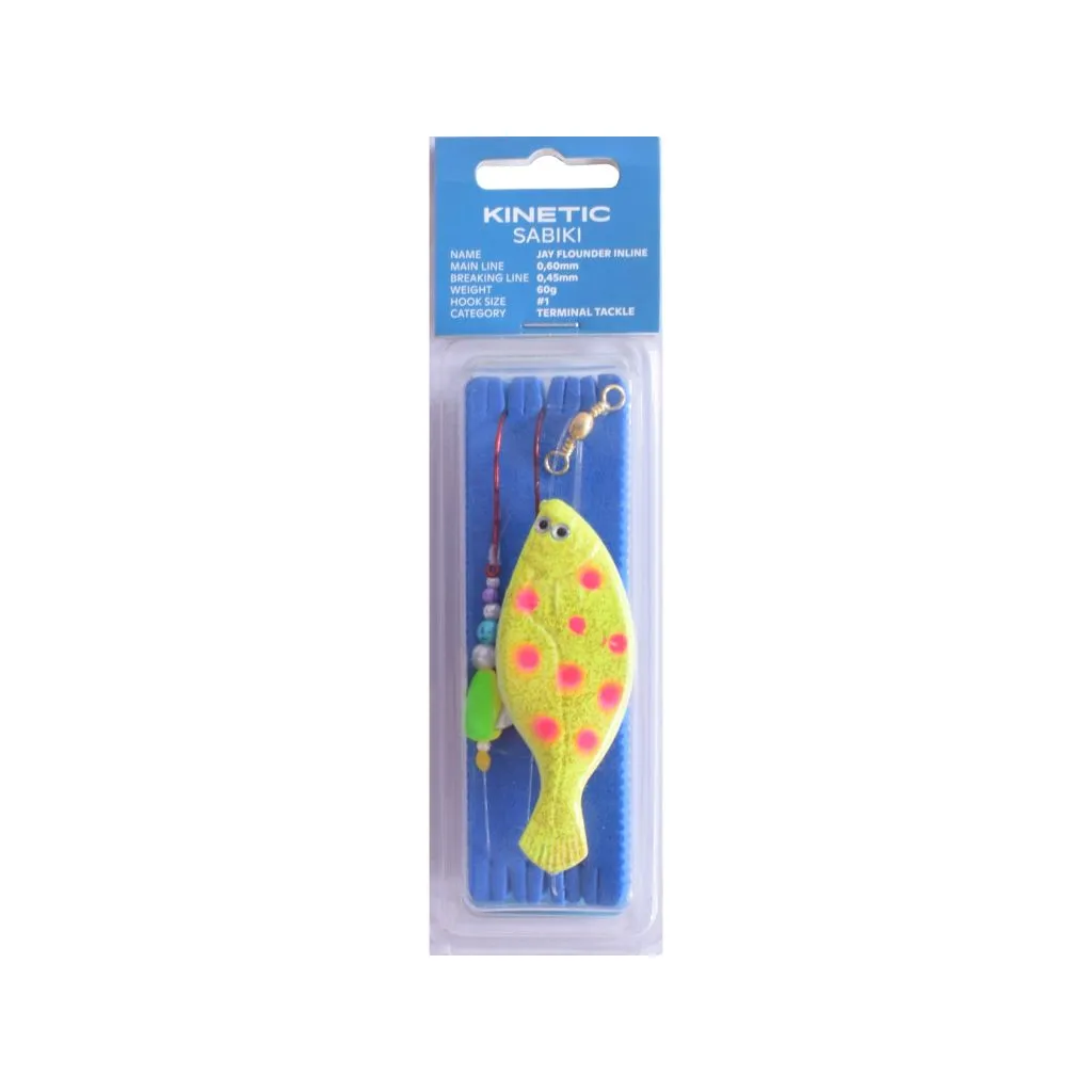 Kinetic Sabiki Jay Flounder Inline - Fladfiskeforfang 60 gram - Yellow/Orange Dots