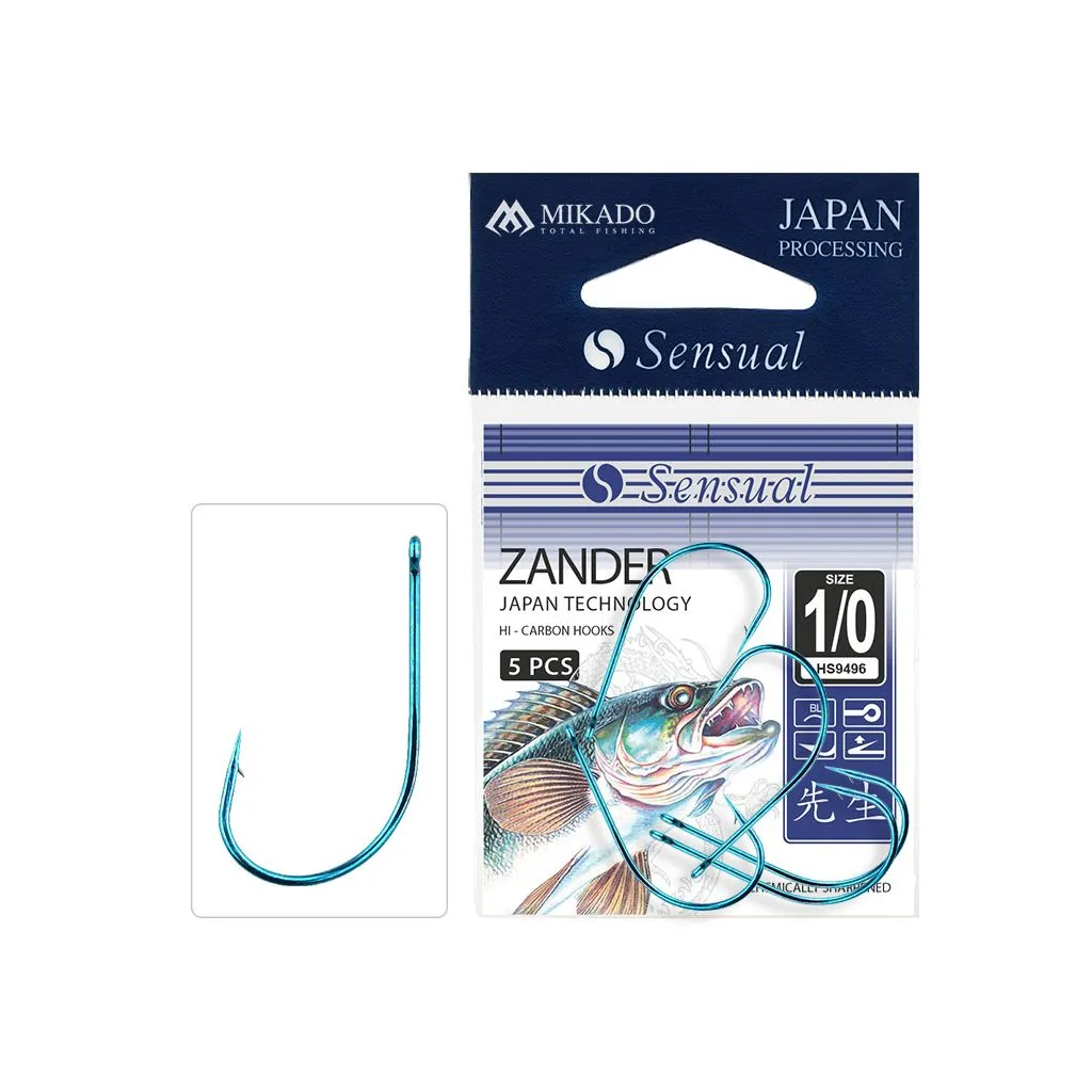 Mikado Live Bait kroge Zander W/Ring Blue