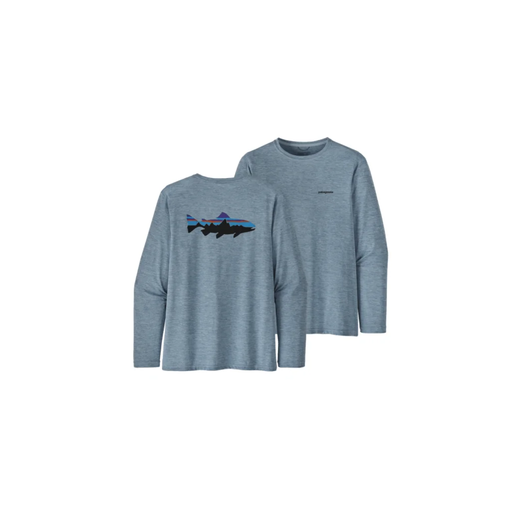 Patagonia M's L/S Cap Cool Daily Fish Graphic Shirt - Steam Blue X-Dye